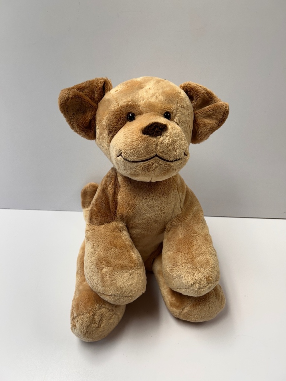 Build A Bear Plush Puppy Beige Tan Spotted Eye 15" Head to Tail Hugs Good Wishes